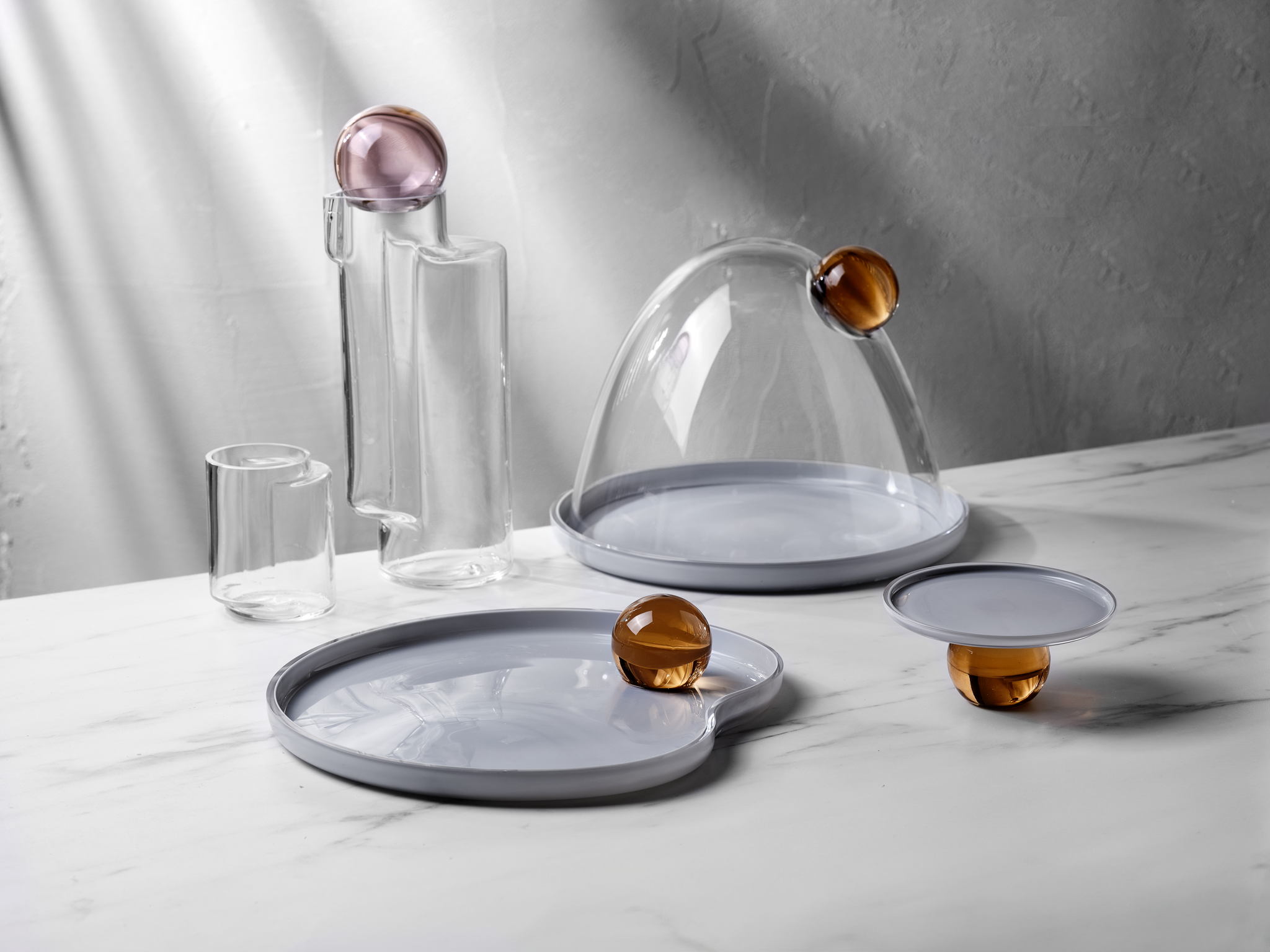 Juno Tumbler, EU €64, US $88
Juno Serving Plate, EU €129, US $177
Juno Carafe, EU €85, US $116
Juno Cake Dome, EU €175, US $240
Juno Mini Serving Plate, EU €56, US $77