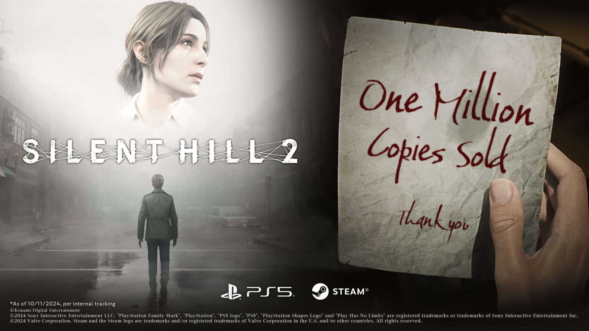 Le remake de SILENT HILL 2, le chef d’œuvre d’horreur psychologique de KONAMI, dépasse la barre du million de copies vendues moins d’une semaine après son lancement officiel