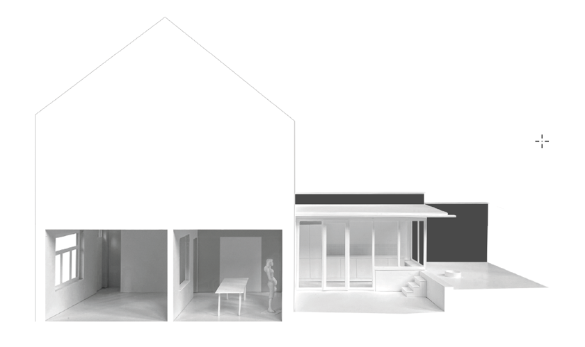 ontwerp door architecten Broekx – Schiepers voor de renovatie van één van de woningen in de Hogestraat