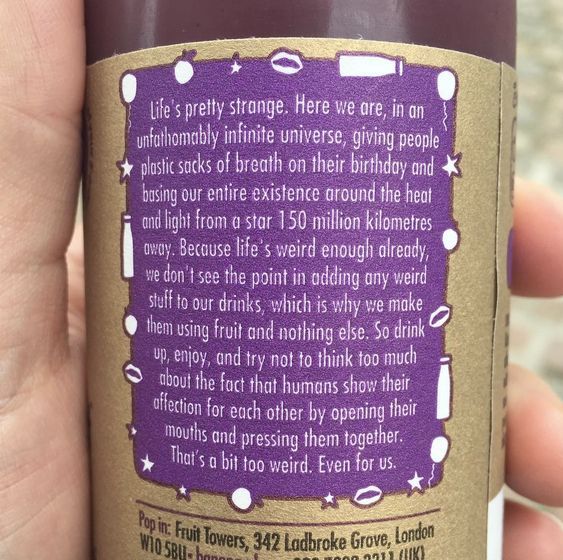 Innocent Drinks' flavor text is way more fun than conventional marketing copy