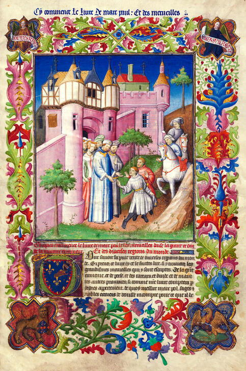 AKG10312624 Les frères Niccolo et Matteo Polo quittent Byzance. Le Livre des merveilles, Français 2810, f. 1r © akg-images