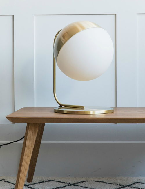 Amalfi Brass & White Globe Table Lamp