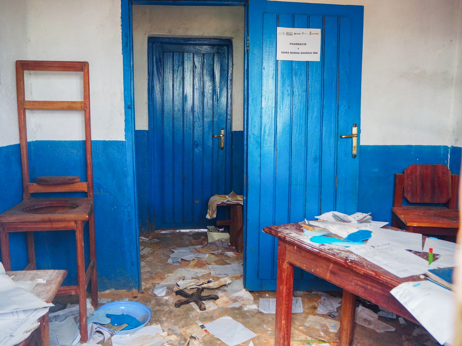View of the Salimboko health center which was attacked and looted. The attack took place from the 28th April 2020 to 2nd of May. It was four days of fighting which destroyed both villages. Credit 
MSF/Avra Fialas, 26 May 2020