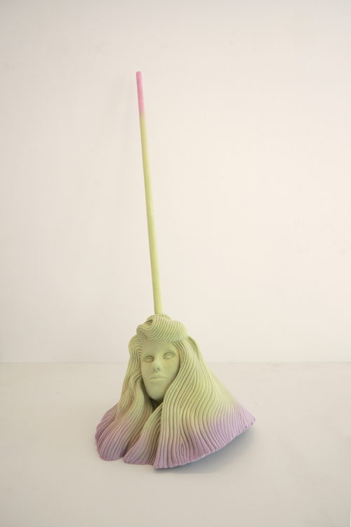 Vera Gulikers, Rest,  Routine, Cleanliness  (Moppie), 2024, Flock en epoxy, 55 x 55 x 155 cm Collectie kunstenaar