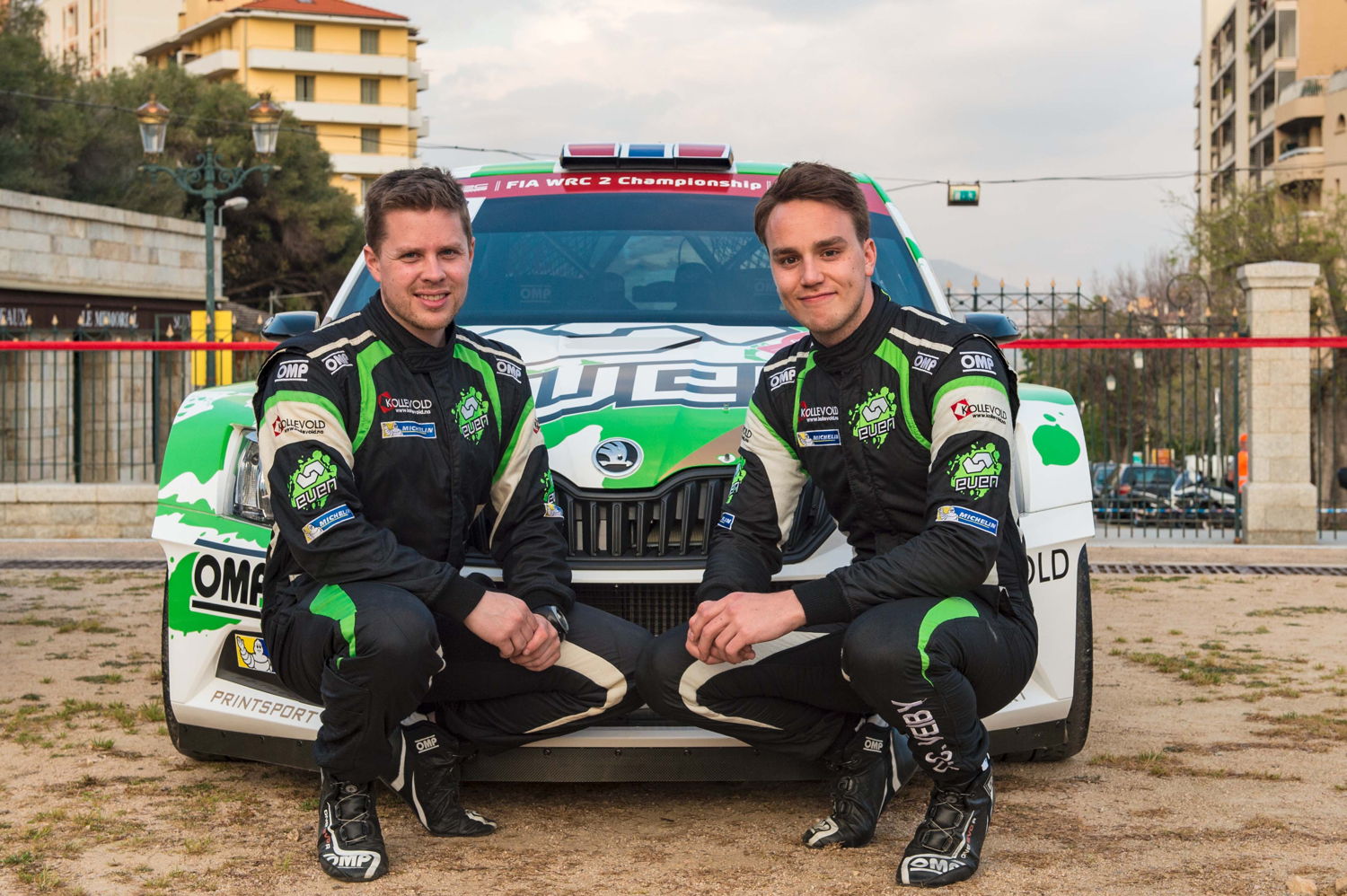 Ole Christian Veiby (right) and co-driver Stig Rune Skjaermoen (left) will compete the first time in the APRC with the MRF ŠKODA FABIA R5.