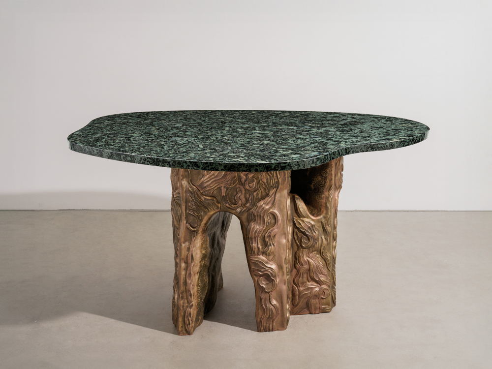 Tropical Chased Foyer Table, 2024 by Vikram Goyal for The Future Perfect at Design Miami. 2024 (Image courtesy of The Future Perfect)