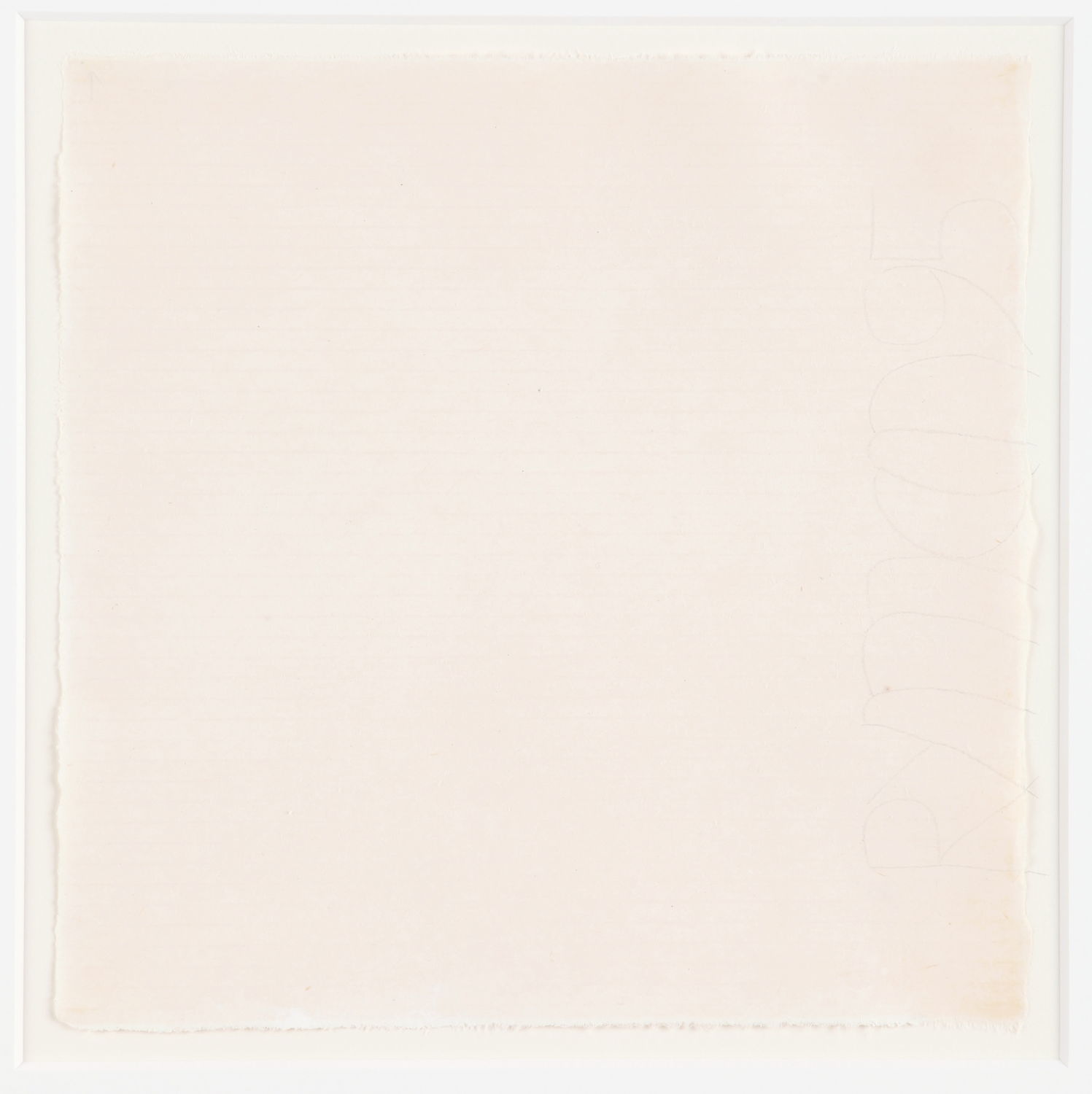 Robert Ryman, Core IV, 1995. Encausting painting with graphite and wax crayon on japanese paper and wood frame 41,9 x 41,9 cm. Courtesy : Collection Fondation CAB Bruxelles, Saint-Paul-de-Vence