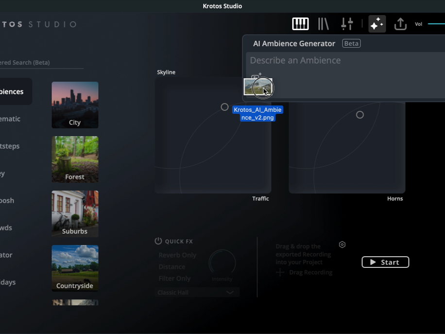 Krotos Unveils The World’s First Commercial AI Image-to-Sound Feature in Krotos Studio as Part of AI Ambience Generator v2