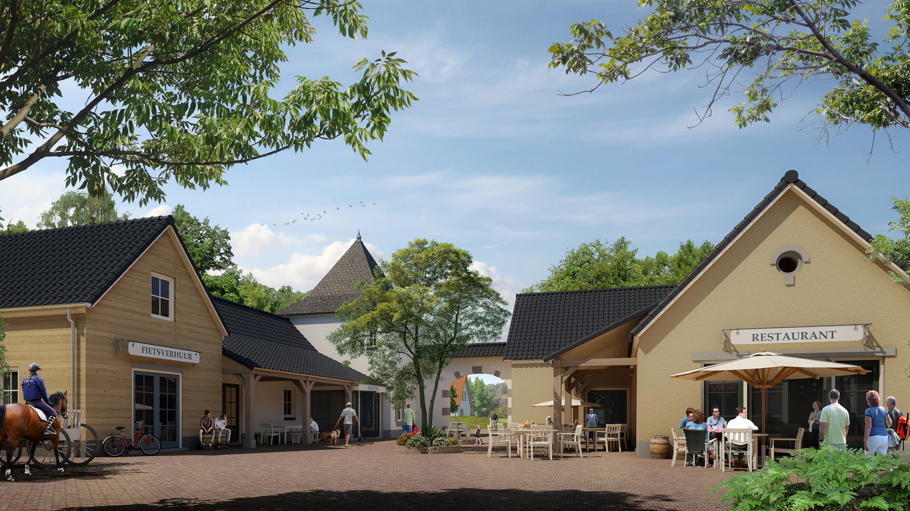 Der Dorfplatz des neuen Parks Landal De Waufsberg