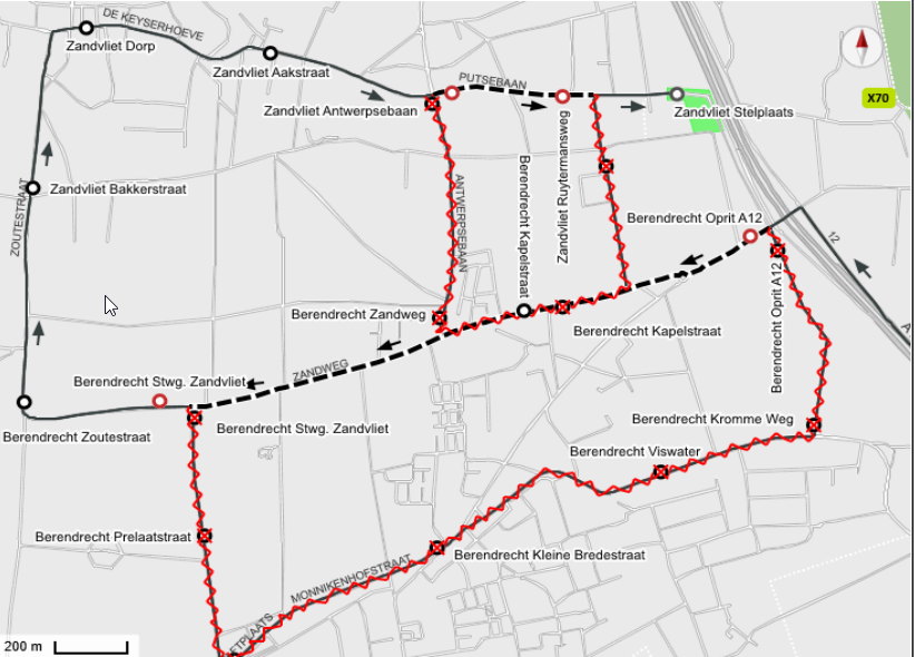 Omleiding lijn X70 richting Zandvliet