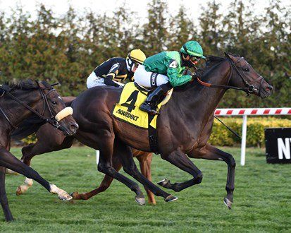 Serve The King winning the Red Smith Stakes on November 20, 2021 at Aqueduct (Coglianese Photos)
