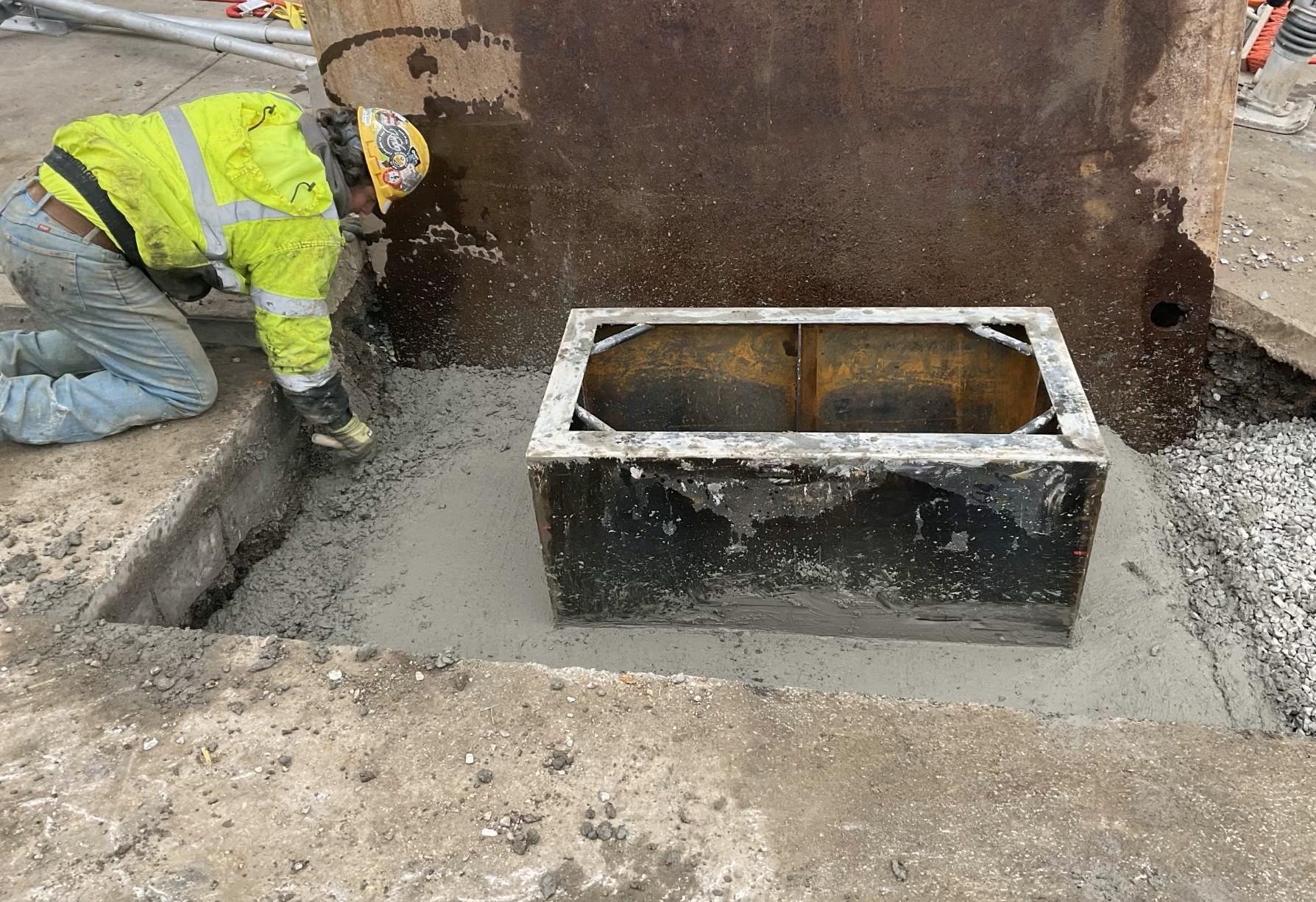 New catch basin being installed at Forbes Avenue and Jumonville Street