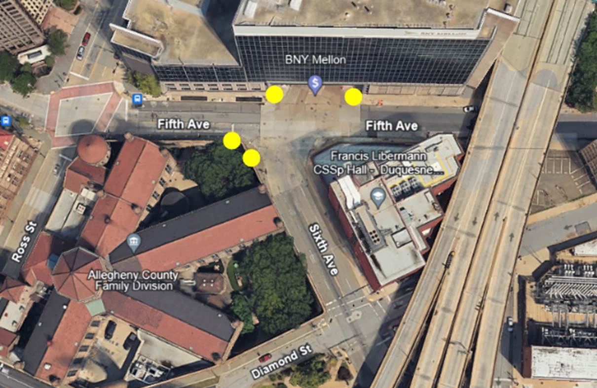 Traffic signal work locations at Fifth and Sixth Avenues