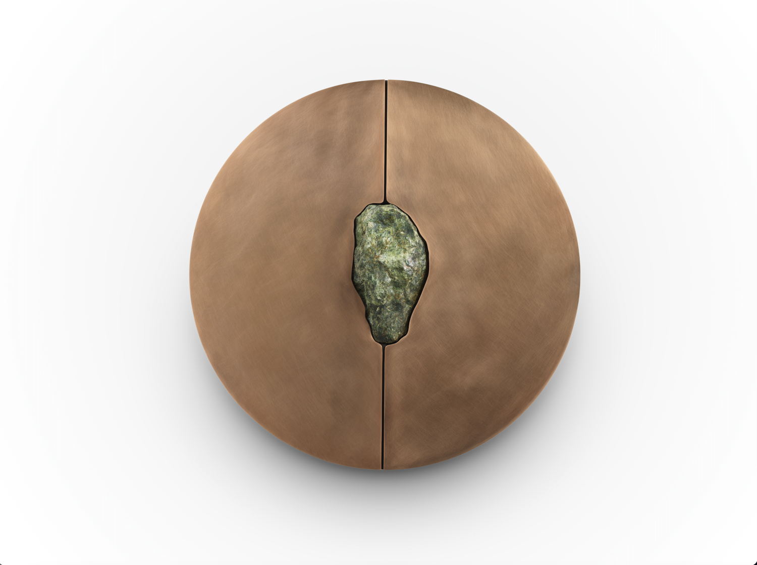 Wall Cabinet with Stone, 2023 by Pierre De Valck at Atelier Ecru Gallery. Image courtesy of Atelier Ecru Gallery. Photography by  Cedric Verhelst