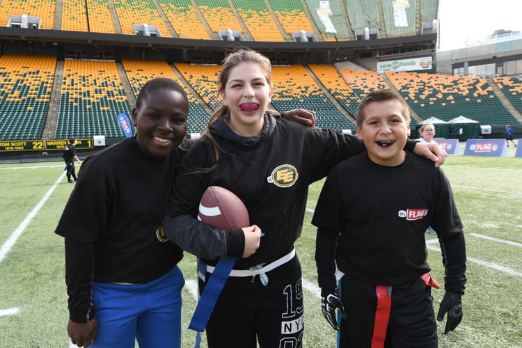 Participants in the NFL CFL Flag tournament in Edmonton. Photo credit: CFL