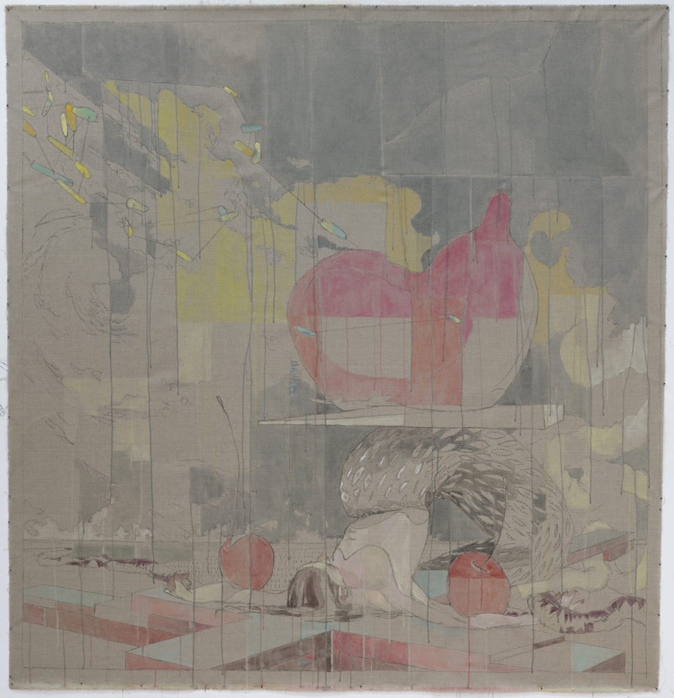 Maria Legat KREUZWEISE JONGLAGE II , 2023 Charcoal and pigments on linen 219 x 210. Courtesy the artist and La Patinoire Royal
