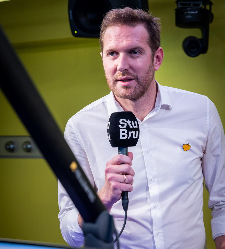 Brieuc Van Damme, CEO van de Koning Boudewijnstichting, bij Studio Brussel