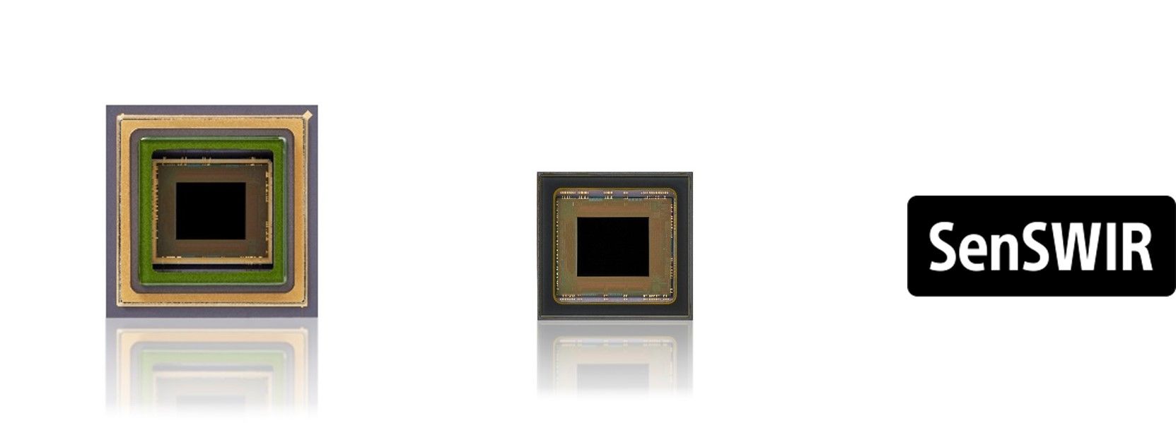 SWIR-Bildsensor IMX992
Links: Keramisches PGA-Gehäuse mit integrierter thermoelektrischer Kühlung
Rechts: Keramisches LGA-Gehäuse