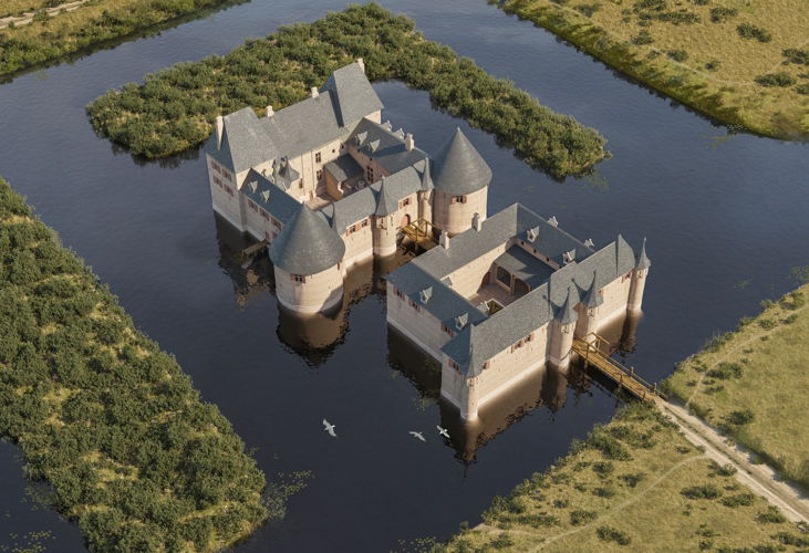 Getekende voorstelling kasteel (© Yannick De Smet)