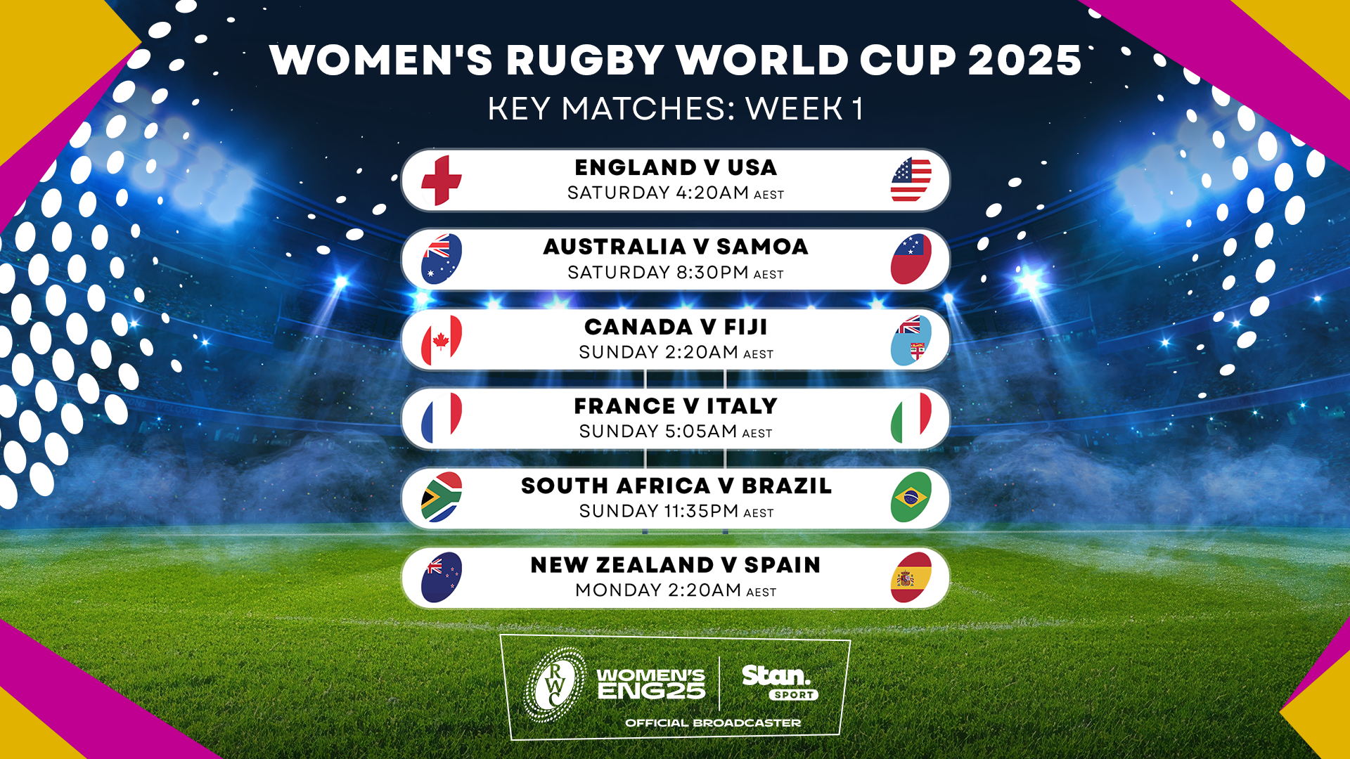 This week on Stan Sport (21 August 2025)