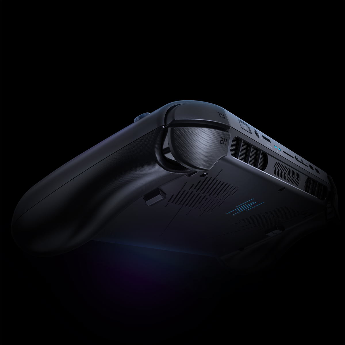 A closer look at the Atlas 8's grip and vent layout, part of its dual-fan AeroBlade cooling system. Image: Acer.