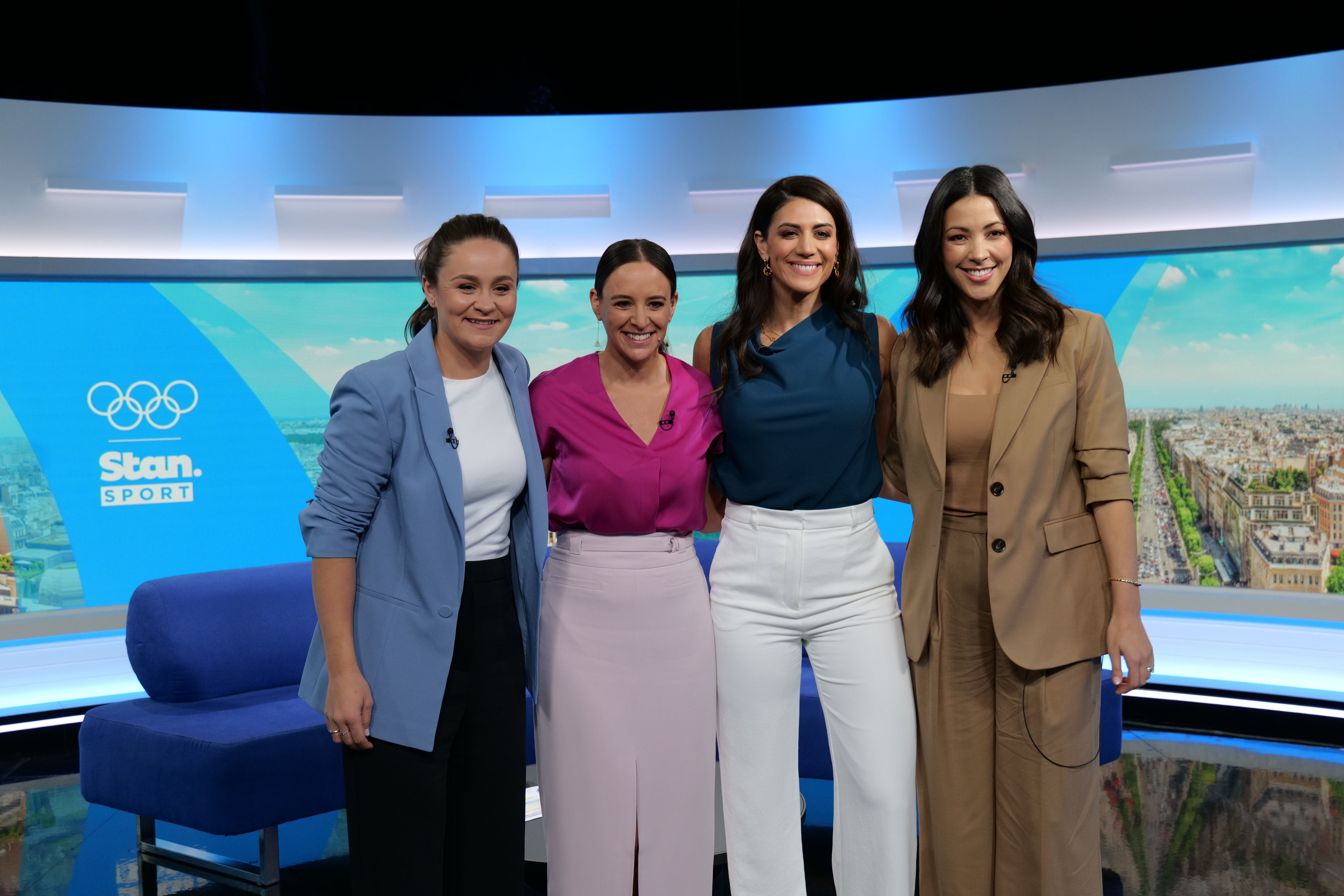 Stan Sport Experts Ash Barty, Neroli Meadows, Stephanie Rice with Olympics Daily Host Tara Rushton