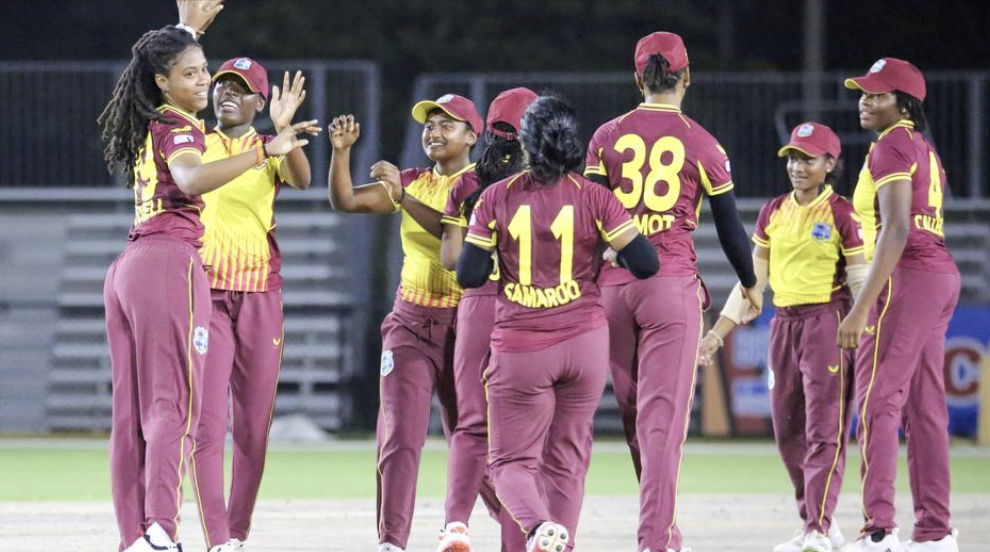 West Indies Women's U19 Rising Stars celebrate wicket during tour to Ft. Lauderdale 2022