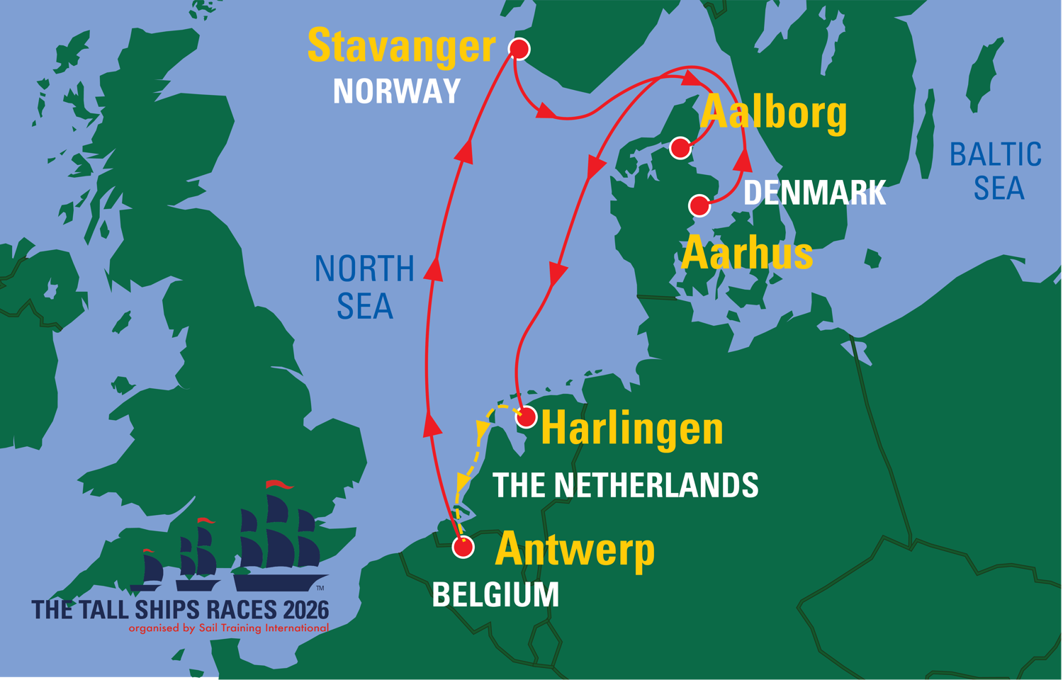 Map The Tall Ships Races 2026 © Sail Training International