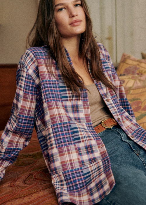 Sézane - Chemise MAX - Patchwork carreaux rouge bleu - 95€