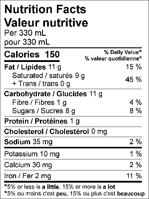 matcha + moringa nutritional info
