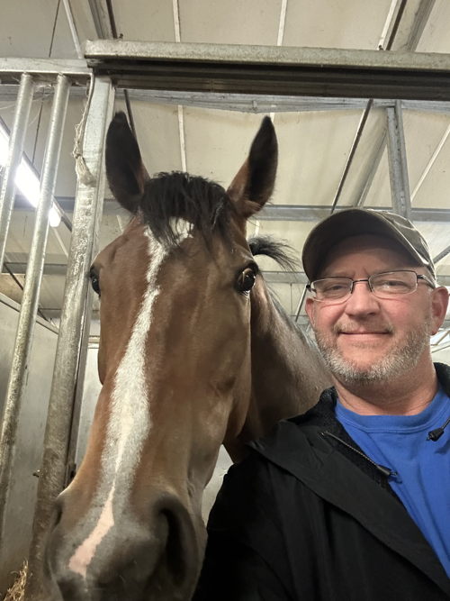 Baby No Worries and trainer Tim Girten 