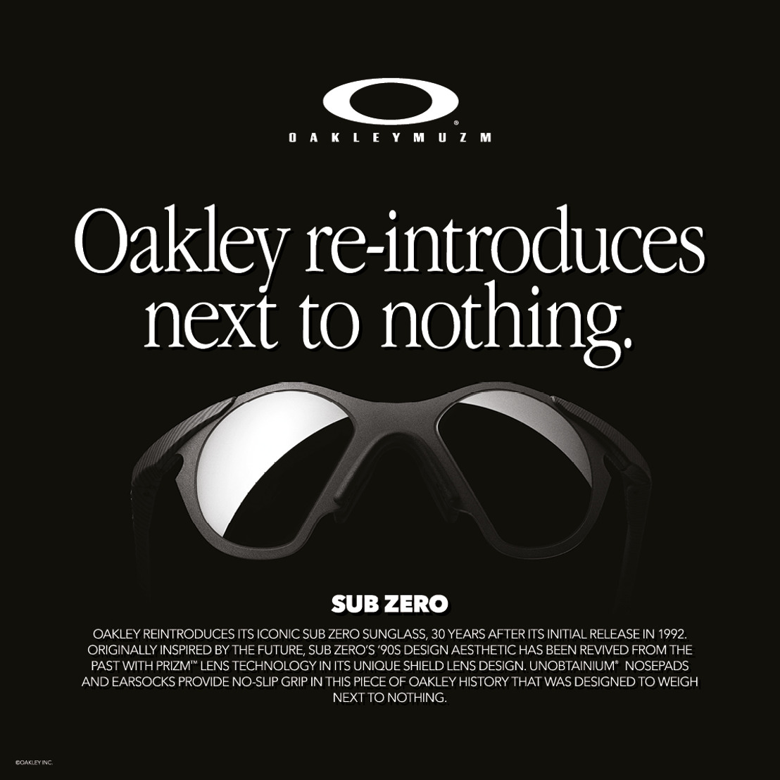OAKLEY®欧克利SUB ZERO经典重现，90年代设计再引“轻炫”风潮
