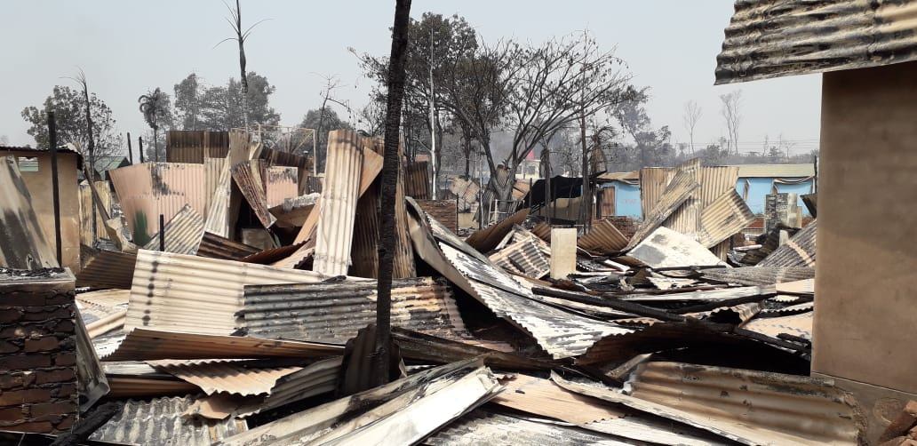 Inside of of Medecins Sans Frontieres’ Balukhali cinic after being
completely destroyed by the fire that broke out on 22nd March, Monday, 2021
Picture Pau Miranda / MSF
