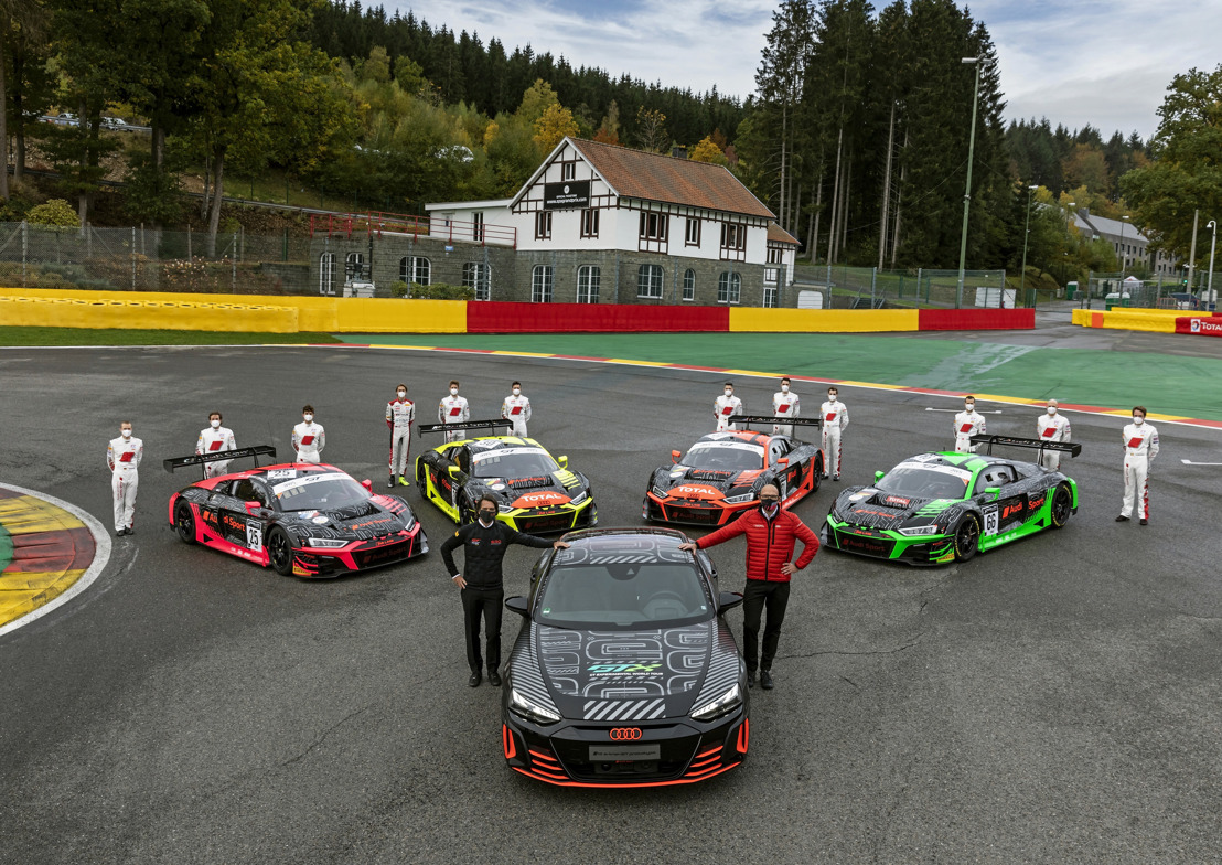 Audi R8 LMS et Audi RS e-tron GT prototype: présent et futur se côtoient aux Total 24 Heures de Spa