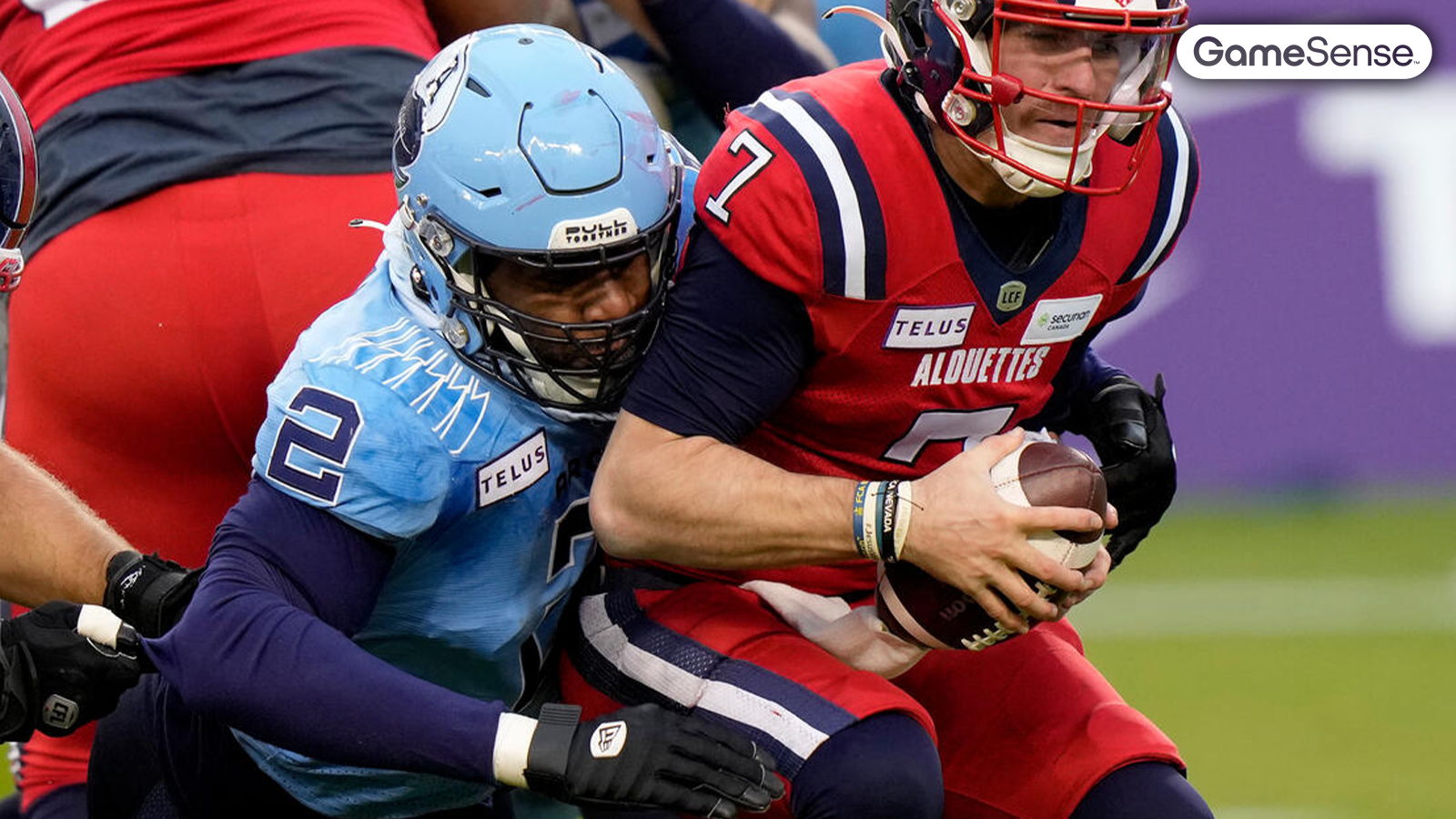 Shawn Oakman (2) in action in the Eastern Division final football action in Toronto, Saturday, Nov. 11, 2023 - Photo Courtesy: CP Images