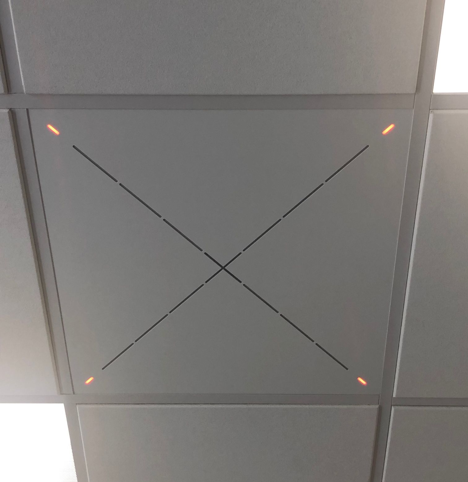 A close up of Sennheiser’s Team Connect Ceiling at St. John’s University. The 2’ x 2’ tile is aesthetically seamless and easy to install.
(Image courtesy of St. John’s University)