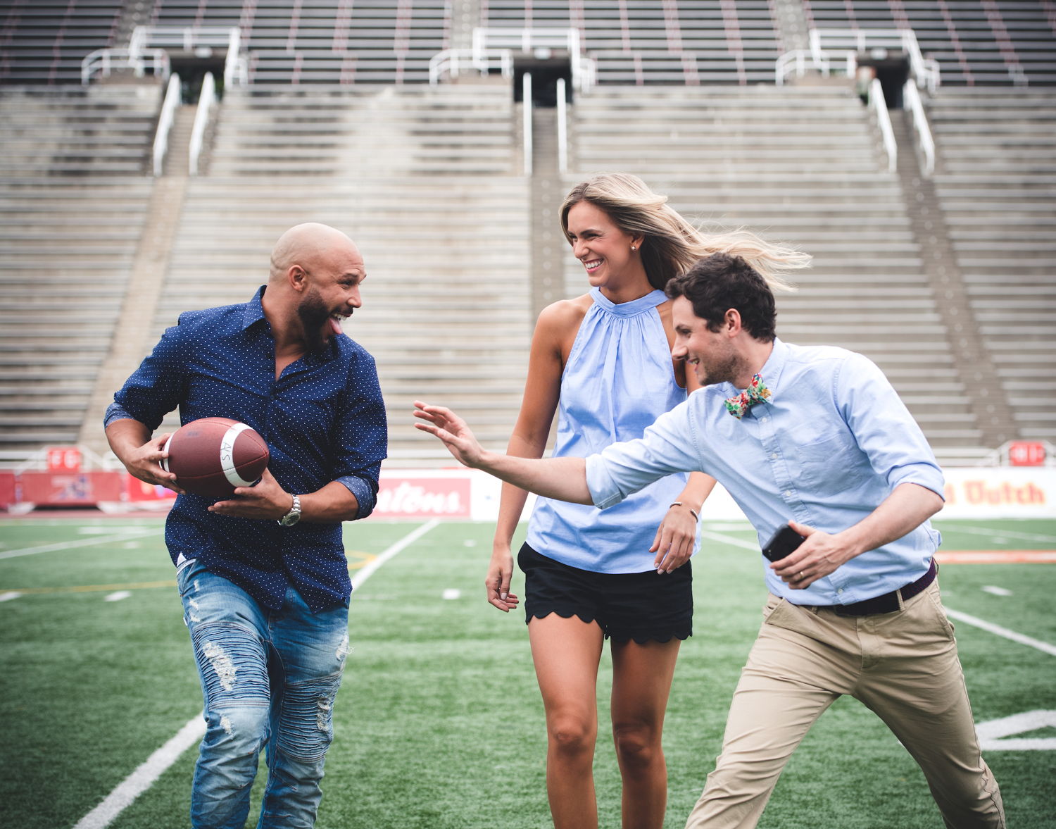 (L->R) Davis Sanchez, Brodie Lawson, and Max Rosenberg. Photo credit: Johany Jutras/CFL