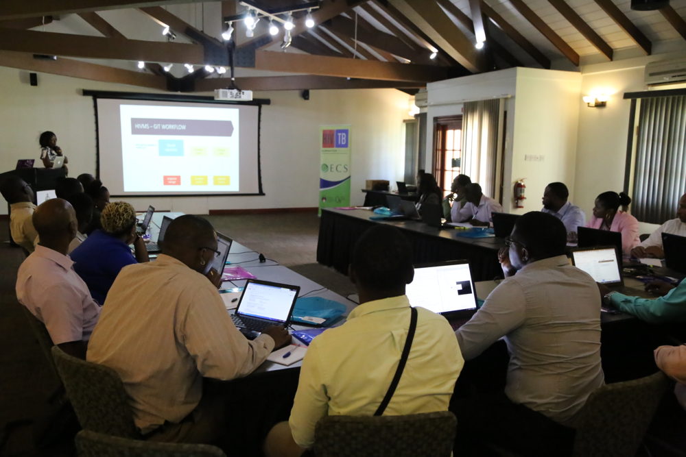 IT managers of the Eastern Caribbean participating to the training on the Clinical Management System