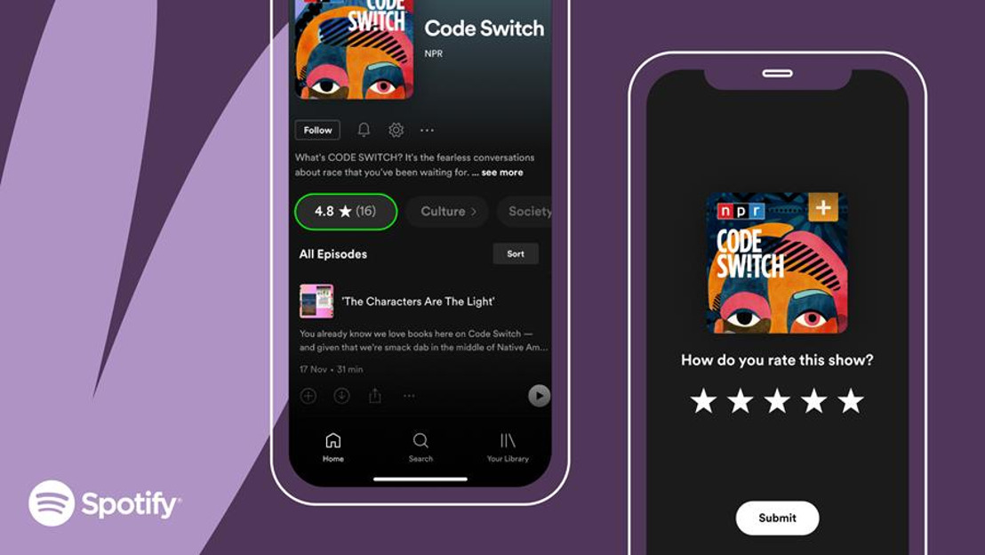 Spotify lanceert wereldwijd Podcast Ratings voor luisteraars om hun favoriete podcasts te beoordelen