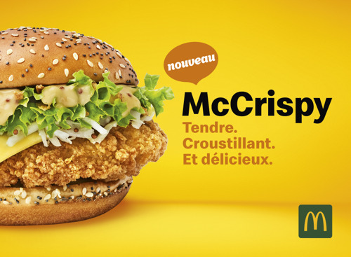 McDonald's lance son tout nouveau burger au poulet, le McCrispy : tendre à l’intérieur et croustillant à l’extérieur