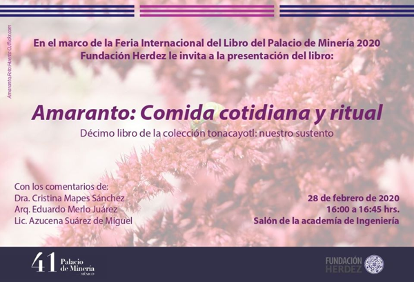 INVITACIÓN: Fundación Herdez presenta el libro Amaranto: comida cotidiana y ritual