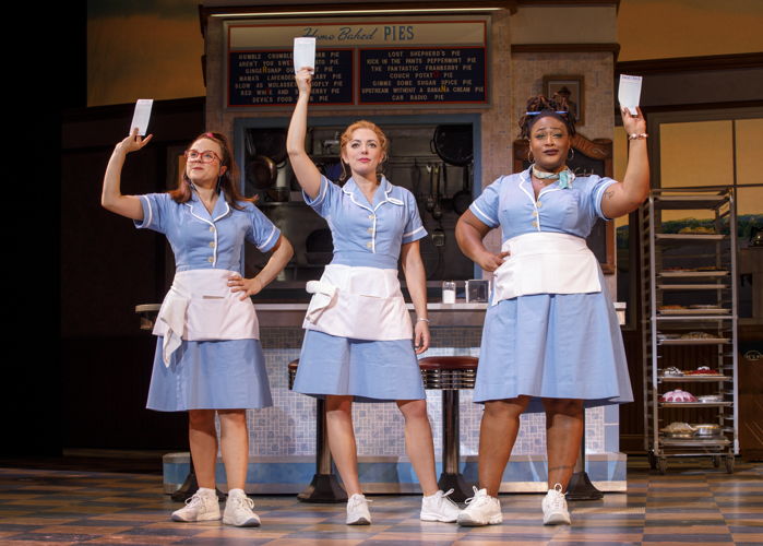 Lenne Klingaman, Desi Oakley and Charity Angel Dawson in the National Tour of WAITRESS Credit Joan Marcus