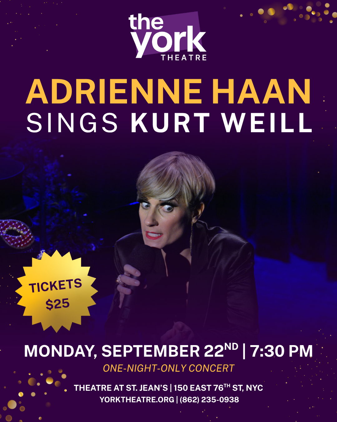 The York Theatre presents A SPECIAL ONE-NIGHT-ONLY EVENT ADRIENNE HAAN SINGS KURT WEILL