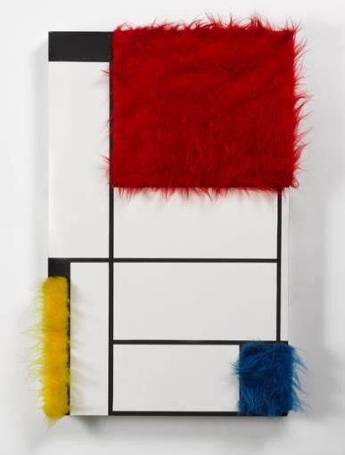 Sylvie Fleury, Tableau n°1, 1992, acrylic paint and synthetic fur on wood