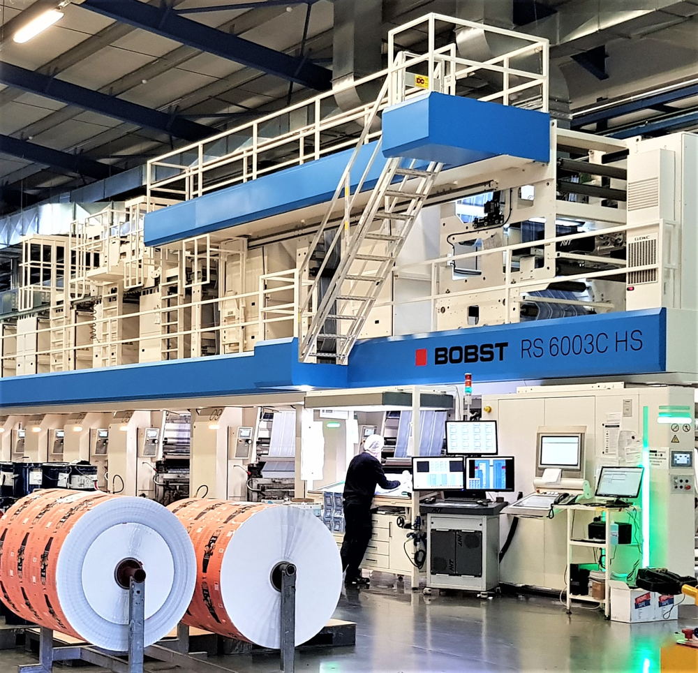-	The RS 6003 HS gravure printing press, the latest of the three BOBST gravure presses in operation in the production facility of A. Hatzopoulos S.A.