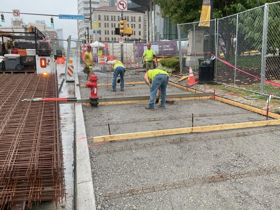 Crews recently placed wooden frames for new sidewalks at Fifth Avenue and De Soto Street Crews recently placed wooden frames for new sidewalks at Fifth Avenue and De Soto Street