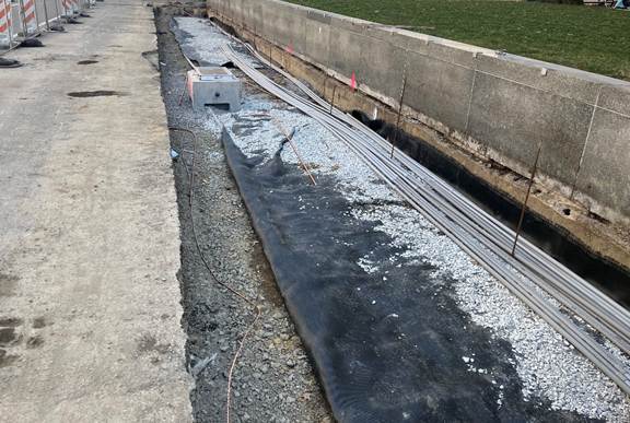 Electrical conduit recently placed at Forbes Avenue and South Bouquet Street Electrical conduit recently placed at Forbes Avenue and South Bouquet Street
