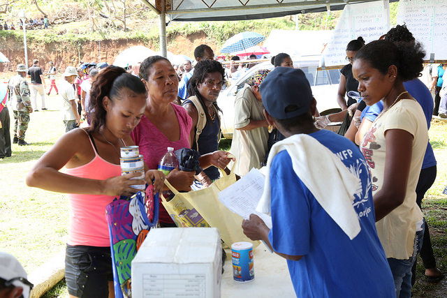 Distribution of relief items in the Kalinago Territory, Dominica.