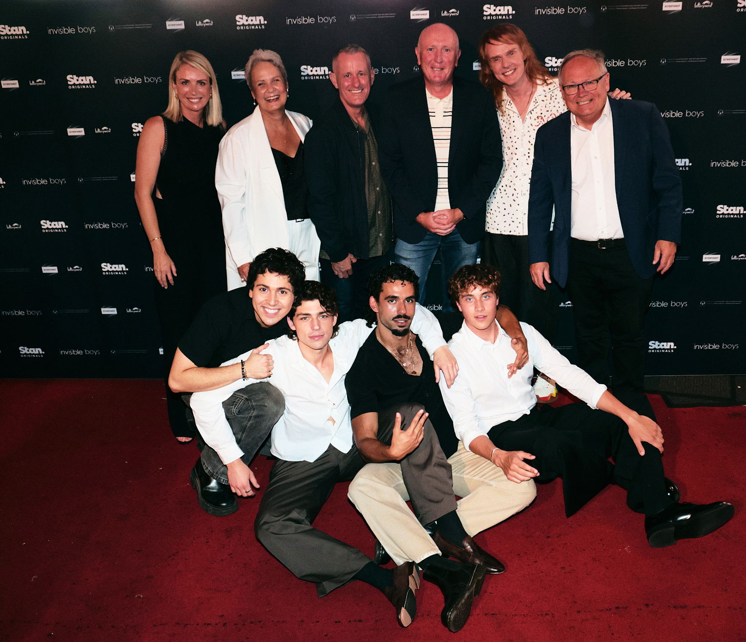 L to R, T to B: Screenwest CEO Rikki Lea Bestall, producer Tania Chambers, Dennis Liddlelow, Hon Stephen Dawson MLC, director Nick Verso, Hon David Templeman MLA, Aydan Calafiore, Joe Klocek, Zach Blampied, Joseph Zada