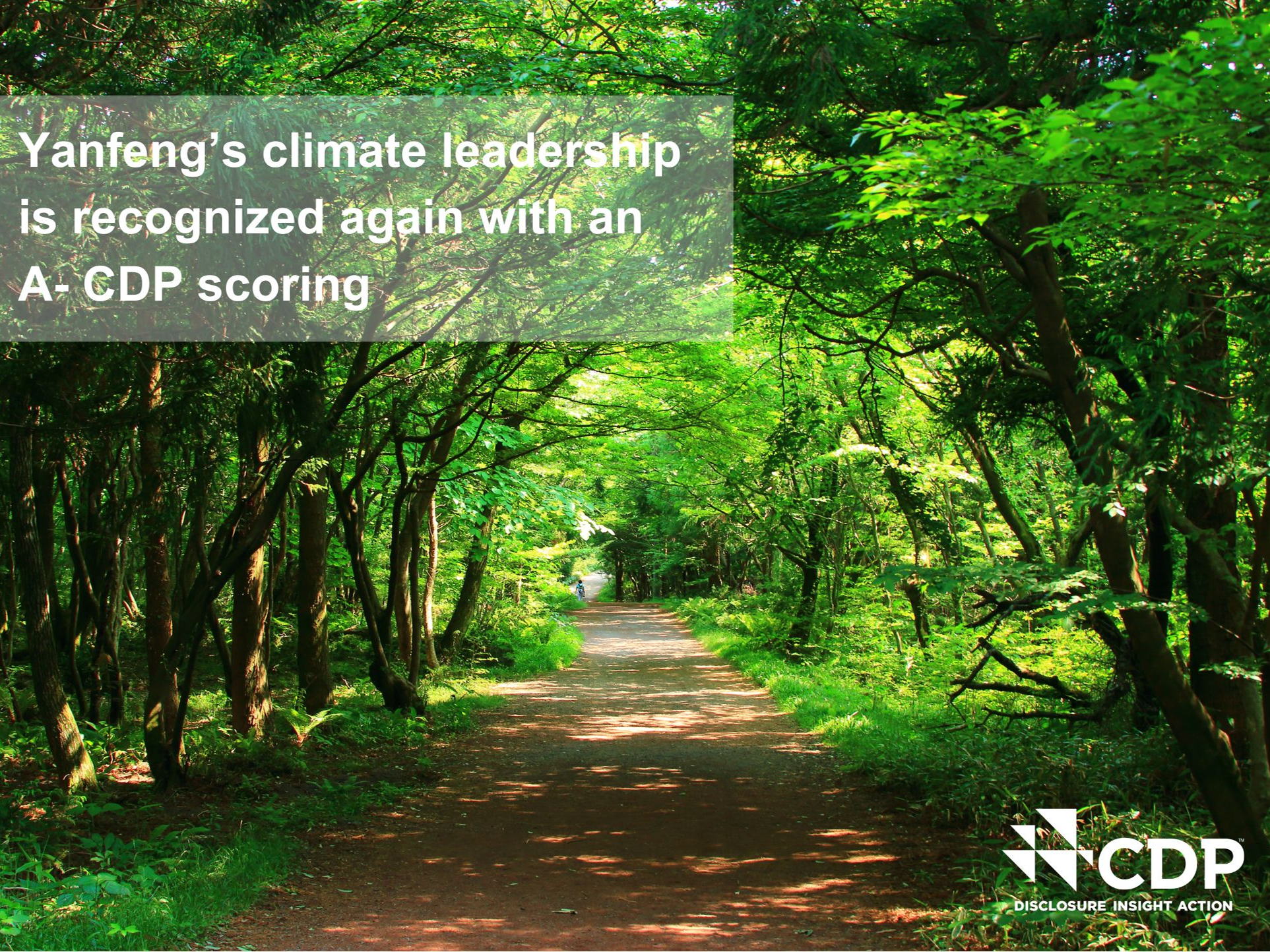 Yanfeng receives A– CDP scoring for the third consecutive year